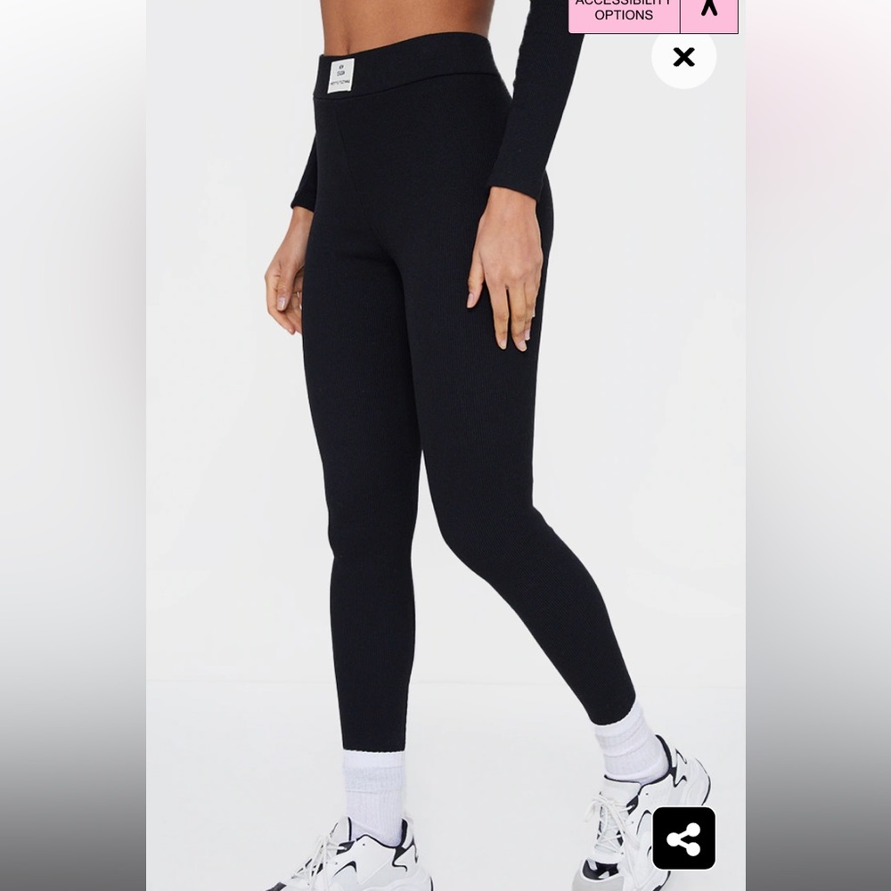Pretty Little Thing “New Season” Black Ribbed High Waisted Leggings